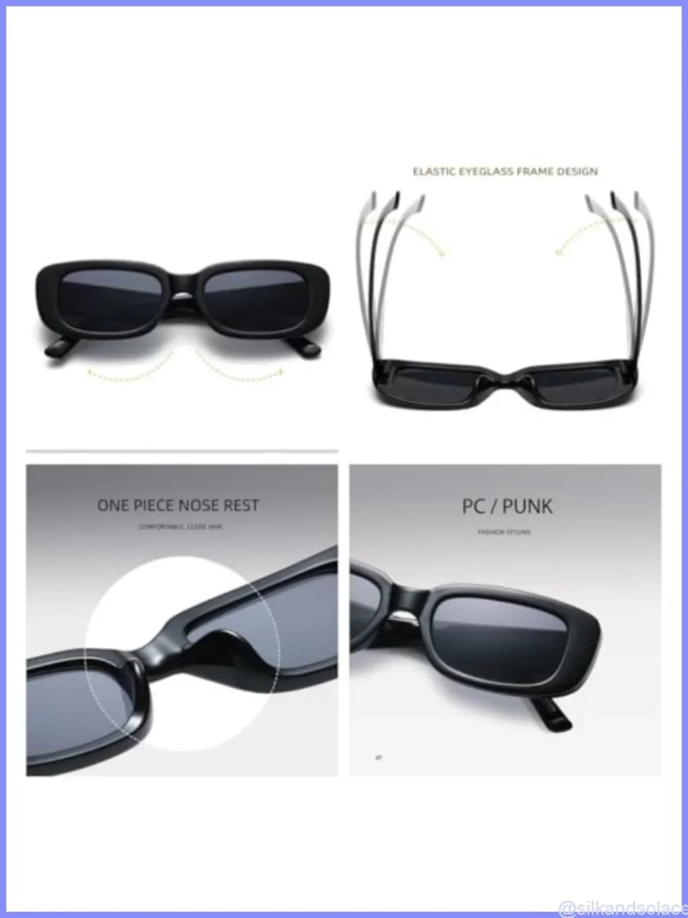 Retro Rectangle Sunglasses UV400 Polarized Full Frame Unisex Y2K 90s Style